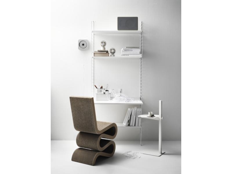 String shelving unit with store work desk